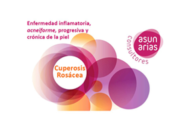 Cartel del curso de reciclaje en cosmética de Asun Arias sobre cuperosis y rosácea.